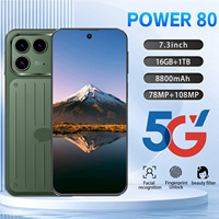 Téléphone portable Hot Power 80 Android 16, écran 7,3 pouces, batterie grande capacité 8800 mAh, 16+1 To, double SIM, emplacement carte TF, idéal pour le gaming, les voyages d'affaires et les activités de plein air