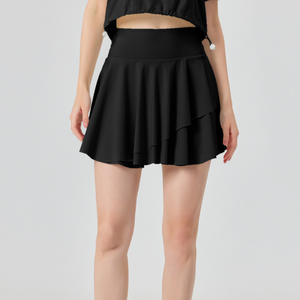 Jupe de tennis superposée à volants pour femme avec poches latérales et short intégré, anti-transparence, séchage rapide, pour le golf et le sport - Product Image 6