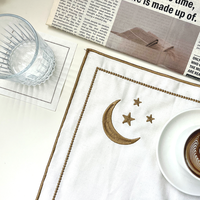 Set de table brodé avec un visage souriant, tissu en coton, pour la maison, le restaurant, les banquets, la décoration de table, logo personnalisé accepté