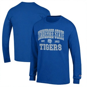 For Men's Royal Blue Long Sleeve Jersey Breathable T-Shirt with Front Screen Print <b>Logo</b> and O-Neck Design - Product Image 2