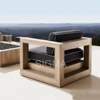 Ensembles de meubles de jardin SIGMA, meubles d'extérieur, ensemble de canapés en teck, chaise longue de patio, table, chaise, lit de soleil, canapé Villa Bali, bois naturel