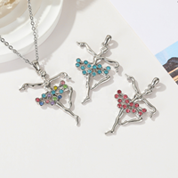 Collier pendentif danseuse de ballet avec chaîne à maillons et strass, bijou cadeau pour femmes et filles