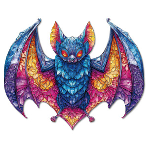 Puzzle éducatif en bois coloré en forme de chauve-souris avec impression couleur pour enfants de 8 à 13 ans - Product Image 5