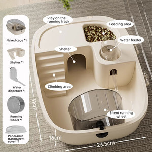 Jaula de Hámster Tipo Villa Lujosa y Grande con Diseño Floral, Caseta y Comedero de Plástico Ecológico, Portátil para Mascotas Pequeñas - Product Image 6
