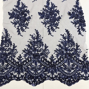 2023 New Design Factory Wholesale Wedding Bridal <strong>Lace</strong> <strong>Fabric</strong> <strong>Heavy</strong> Bead <strong>Lace</strong> <strong>Fabric</strong> - Product Image 1