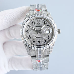 Montre Moissanite certifiée par un testeur de diamants, 41 mm, mouvement automatique ETA, acier inoxydable, luxe, entièrement sertie de diamants, fabriquée à la main - Product Image 2