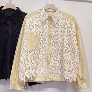Boutique en gros été nouvelle mode <span class=keywords><strong>crochet</strong></span> fleur dentelle <span class=keywords><strong>faux</strong></span> deux pièces épissage cordon lâche chemise pour femmes - Product Image 5
