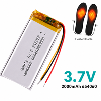 Batería de Repuesto para Plantillas Calefactables 3.7V 2000mAh Li-Po con JST PH2.0 UN38.3 para Zapatos, Botas y Calcetines Calefactables