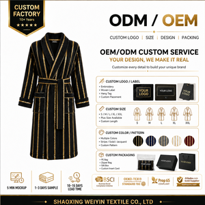 Accappatoio di Lusso in Pile Nero con Strisce Dorate, Personalizzabile con Logo OEM ODM per Fornitori di Regali Aziendali - Product Image 5