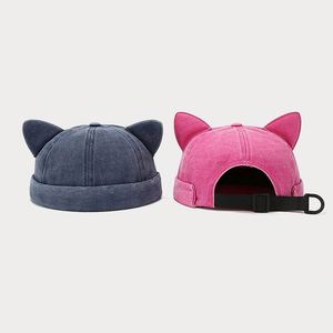 Casquette Docker personnalisée pour femme, avec oreilles de chat mignonnes, couleur unie, style urbain, pour l'été et les sorties, modèle Melon Skin Devil Dockers - Product Image 2