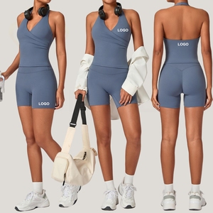 Ropa Deportiva al por Mayor con Logotipo Personalizado, Ropa Deportiva para Mujer, Leggings de Yoga Suaves, Ropa Deportiva de 2 Piezas de Nailon y Elastano - Product Image 1