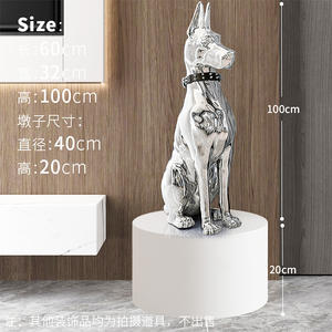 Escultura de <span class=keywords><strong>Doberman</strong></span> Pinscher de Gran Tamaño, Estilo Golden Retriever, Arte Animal Moderno, Cromado en Oro y Plata, para Decoración - Product Image 3