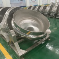 Grote industriële soepketel met stoom- en elektrische/gasverwarming, kantelbaar en met mantel, voor fruitconfituur en siroop
