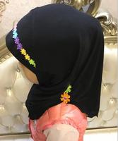 Vente en gros de belles fleurs musulmanes petite fille hijab 2 à 7 ans fille écharpe hijab chapeaux XDH041