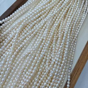 Cao Ánh 5-6Mm Vòng Trắng Zhuji Nước Ngọt Đầy Đủ Khoan Bán Hoàn Thành Sợi Ngọc Trai Cho Đồ Trang Sức Làm - Product Image 4