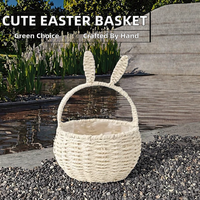 Bobai Jiaxiang panier de fleurs de Pâques fait à la main paniers de rangement en forme d'oreilles de lapin mignon panier cadeau avec conception tissée à la main