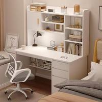 Bureau voor desktopcomputer met geïntegreerde boekenplank, stevige bureautafel voor thuis, voordelige studie- en kantoorbureau voor de slaapkamer