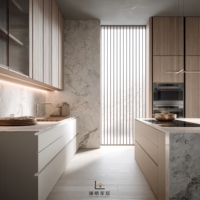 Ensemble de meubles de cuisine modulaires classiques de luxe en bois massif avec armoires sous évier et îlots, assemblage de meubles de cuisine