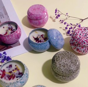 Handmade Mini Scented Soja Cera Velas Decorativas Latas Flores Secas Ótimo para Alívio Do Estresse - Product Image 5