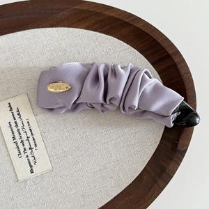 Nouvelle pince à cheveux en satin couleur unie, style banane, élégante et plissée, pour queue de cheval, antidérapante, pour femme - Product Image 4