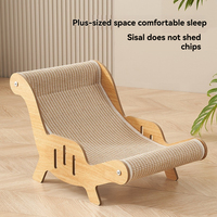 Hamac-lit pour chat en sisal avec griffoir, repose-pieds en bois et plateau à griffer partagé, remplaçable