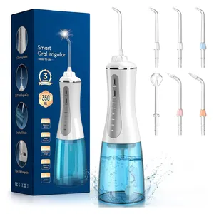 6 flossing tips air portabel flosser gigi 350ml irigator oral isi ulang untuk pembersih gigi anak-anak dewasa