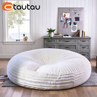 OTAUTAU Housse de pouf géant moderne inclinable 4/5 pieds en fausse fourrure de lapin, convertible en canapé-lit DD215, sans rembourrage