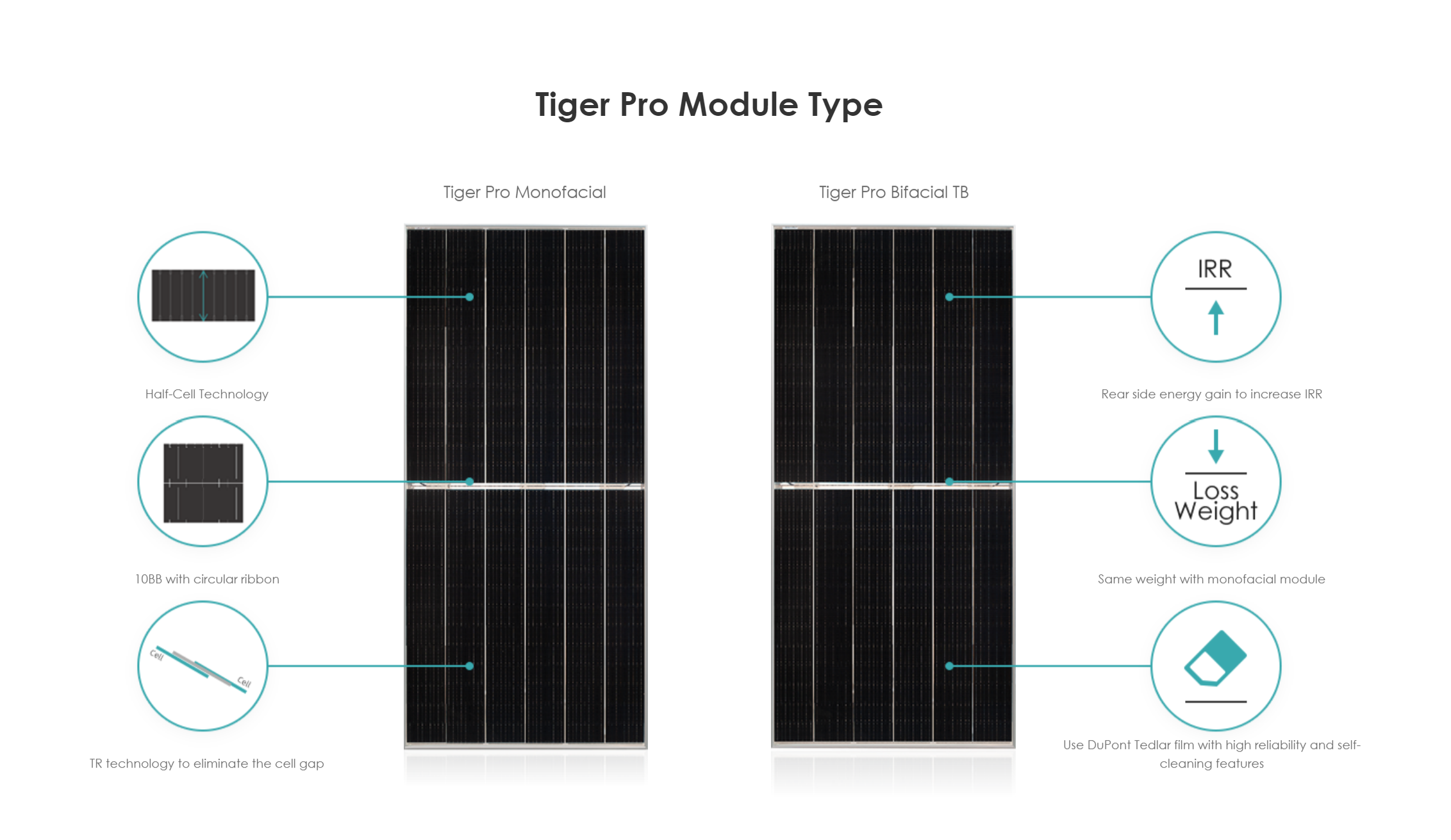 Jinko Tiger Pro 72HC-BDVP - 535-555 Watt Bifacial Module