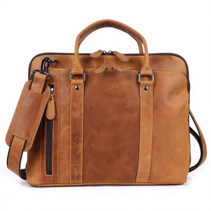 Best Quality Brown Leather Laptop <b>Bag</b> Sleeve Portable <b>Computer</b> Case Minimalist Business Travel Pouch From India - Product Image 1