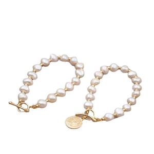 Bracelet en perles d'eau douce baroques 2025, 8-9 mm, or 14 carats, pièce d'or royale, perle blanche explosive, charme de célébrité d'Internet - Product Image 5