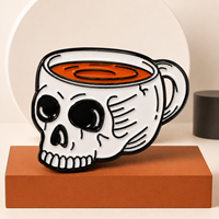 Tasse à café moderne en émail métallique motif tête de squelette, vente en gros fabricant, pour Halloween, café, bar, barista, boisson matinale, cadeau personnalisé