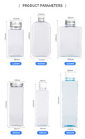 Botellas de Plástico PET Transparente Cuadradas de 300 ml de Alta Calidad para Envasar Bebidas de Soda, Jugo y Leche con Tapa de Rosca de PE
