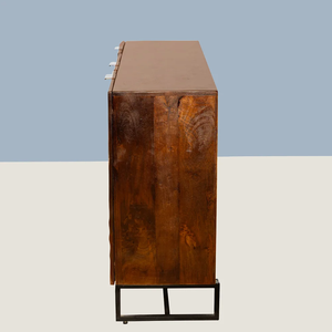 Buffet en bois sculpté à 3 portes pour salon et cuisine, meuble pratique pour le rangement de la vaisselle - Product Image 2