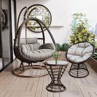 Fauteuil suspendu en forme d'œuf avec support en acier - Construction résistante aux intempéries - Balançoire en rotin tressé - Hamac de grande taille avec design en forme de panier