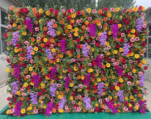 C08 rose rose soie tissu floral mariage artificiel 3D mur fleur retrousser panneaux de fond mur de fleurs pour événement de fête de mariage - Product Image 3