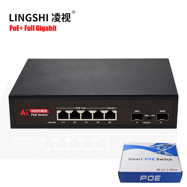 Unmanaged AI 4 8 Port Gigabit PoE Switch with 2 SFP Port PoE Network Switches for Wifi Access Points