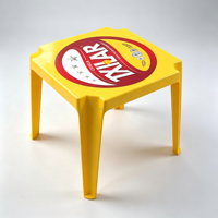 Table de restaurant extérieure moderne en plastique, étanche, pour événements publicitaires de marque, avec impression par transfert thermique pour le marketing de la bière