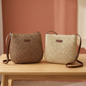 Nouveau Sac Bandoulière Femme en Paille Creuse Tendance, Fermeture Éclair Vintage, Décontracté et Polyvalent, Toutes Saisons, Sangle Unique, Idéal Voyage - Product Image 3