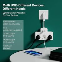 Prise de courant personnalisable multiprise à 4 prises avec 3 ports USB et 1 port Type-C Courant nominal 16A pour les hôpitaux et la maison KC CE