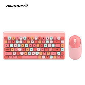 Awireless Round Keys Aesthetic Korean Custom Steampunk Color Wireless Retro Cute Retro Membrane Wireless <b>Keyboard</b> Mouse Set - Product Image 4