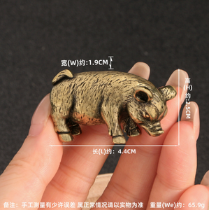 รูปปั้นทองเหลืองสามพี่น้องหมูน้อย ของตกแต่งโต๊ะทำงาน ของขวัญวันเปิดกิจการ งานฝีมือทองแดง - Product Image 4