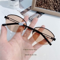 Kacamata Hitam Bingkai Oval Semi-rimless Bergaya Mewah Ringan Fakem, Kacamata Optik Tampilan Sederhana untuk Wanita, Anti Sinar Biru