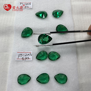 love Fire <strong>Gems</strong> High Quality Pear <strong>Machine</strong> <strong>Cut</strong> Green Nano Crystal Glass Stone China Synthetic Nano - Product Image 3