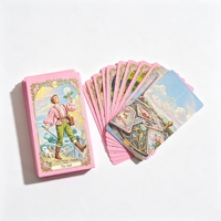 Cartas de Tarot de Lujo Personalizadas en Color Rosa, con Diseño Ocultista de Doble Cara e Impresión a Todo Color, con Lámina Rosa en un Lado, Gran Venta