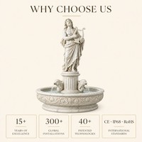 Fontaine décorative en marbre de style grec classique, statue d'Apollon avec lyre, fontaine d'eau extérieure, dauphin, pour hôtel, villa, parc, place publique