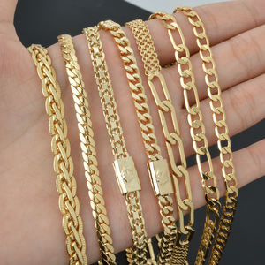 Chaînes à Maillons en Cuivre Plaqué <span class=keywords><strong>Or</strong></span> 14 Carats (<span class=keywords><strong>750</strong></span>) Personnalisées, Tendances et Élégantes pour Femmes et Hommes – Fabrication Italienne en Gros - Product Image 4