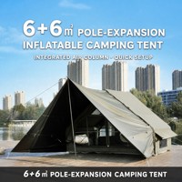 Tente gonflable de camping familial pour l'extérieur avec pompe, imperméable, en polyester, coton et nylon 210g