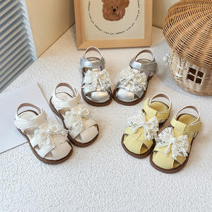 Sandales décontractées simples et élégantes pour filles, avec nœud perlé et protection anti-choc, collection été 2026 - Product Image 1