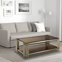 Moderne High Fashion Edelstahl Wohnzimmer Rechteckige Glas Couch tisch Möbel In Gold Metall Tisch