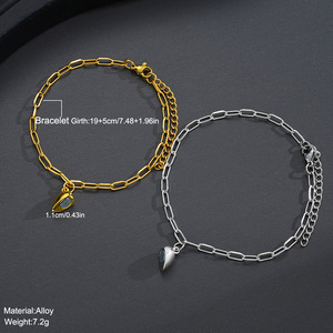 Bracciale Magnetico a Cuore in Lega Placcata Oro 18K, Gioiello Semplice ed Elegante per <span class=keywords><strong>San</strong></span> <span class=keywords><strong>Valentino</strong></span> - Product Image 5